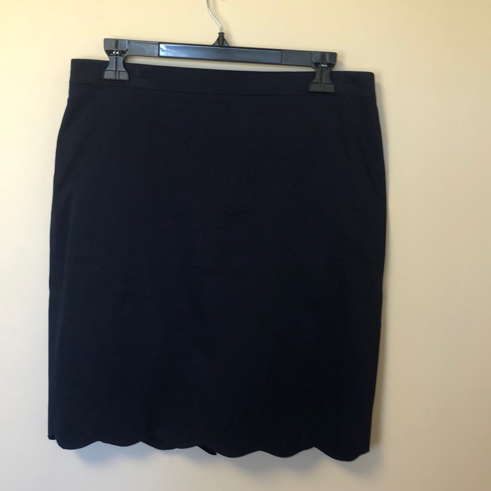 J. Crew Navy pencil skirt with scalloped hem